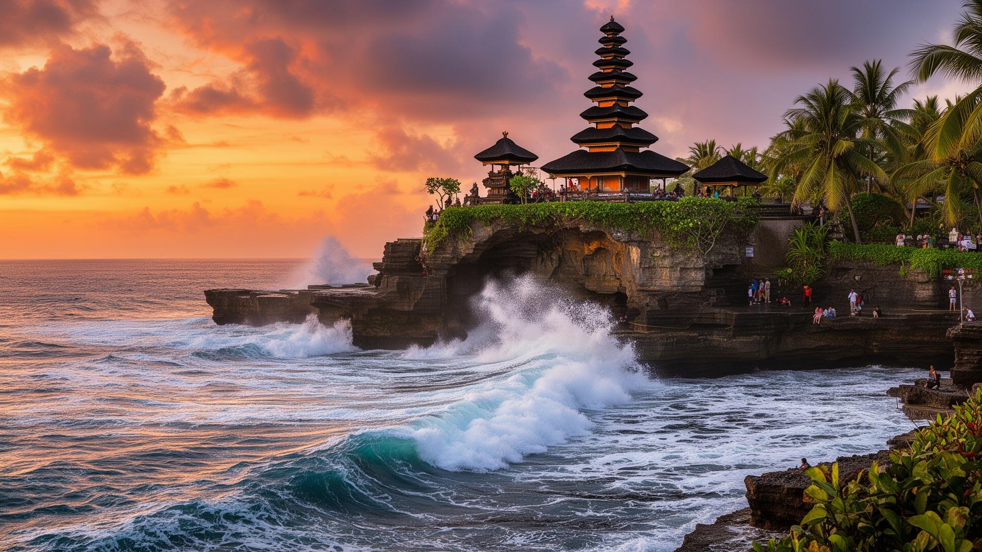 Bali temple at sunset