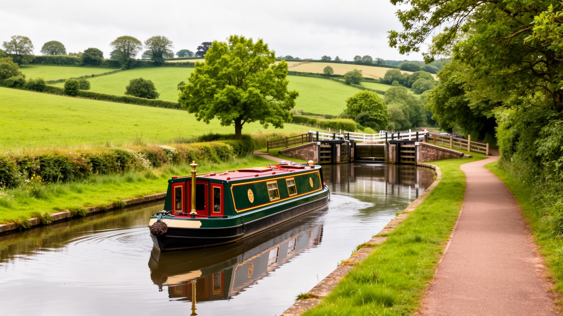 Narrowboat on an English canal